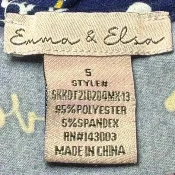 Emma & Elsa Girls Size 5 Blue Heart Love Print Short Sleeve T-Shirt - Picture 3 of 3